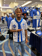 Sigma White Pinstripe Button Up Baseball Jersey