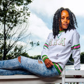 AKA White Stripe Chenille Crewneck (Unisex Size)