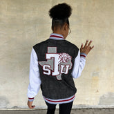 Texas Southern Black Denim Bomber Jacket
