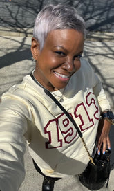 DST 1913 Crimson & Cream Crest Pocket Chenille Crewneck