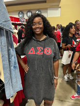 Delta Black Denim Hoodie Dress With Pockets