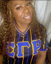 SGRho Black Pinstripe Baseball Jersey