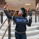 SGRho Black Chenille Pocket Crewneck