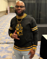 Alpha Black Crest Chenille Crewneck