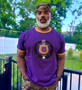Omega Premium Purple Chenille Crest Ringer Shirt