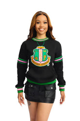 AKA Black Stripe Crest Chenille Crewneck (Unisex Size)