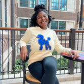 Poodle Nuetral Chenille Pocket Crewneck