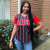 Delta Black Pinstripe Baseball Jersey