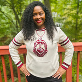 DST Crimson & Cream Crest Pocket Chenille Crewneck