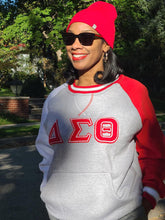 Delta Grey Opp Sleeve Crest Chenille Crewneck