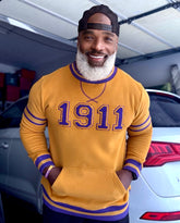Omega 1911 Gold Stripe Chenille Crewneck