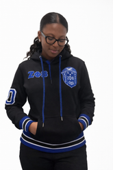 Zeta Black Qtr Button-Up Hoodie (Unisex)