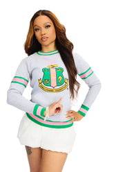 AKA Grey Stripe Crest Chenille Crewneck (Unisex Size)