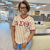 Delta Cream Pinstripe Baseball Jersey