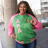 AKA Green Satin Bomber Jacket