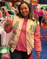 AKA Cream Wool and Leather Letterman Jacket