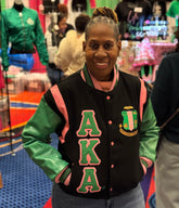 AKA Black Wool and Leather Letterman Jacket