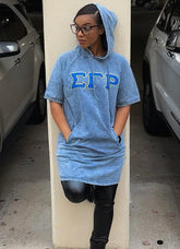 SGRho Denim Hoodie Dress With Pockets