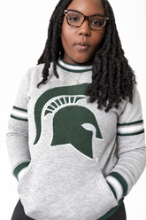 Michigan State Heather Grey Pocket Crewneck