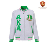 AKA Heather Grey Fleece Letterman Jacket (Unisex Size)
