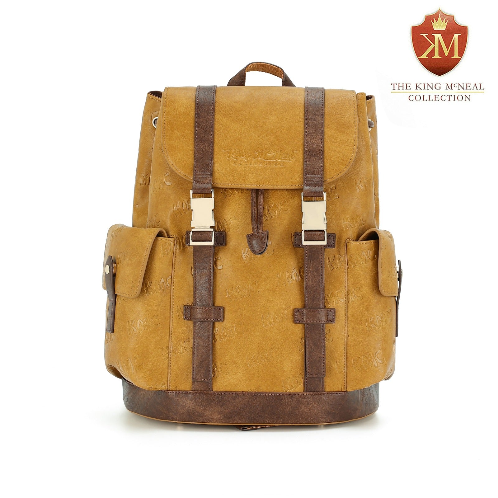 brown foax leather backpack Vintage Faux Travel Backpack, 2.5 lbs Storage capacity King McNeal Collection Premium Tan