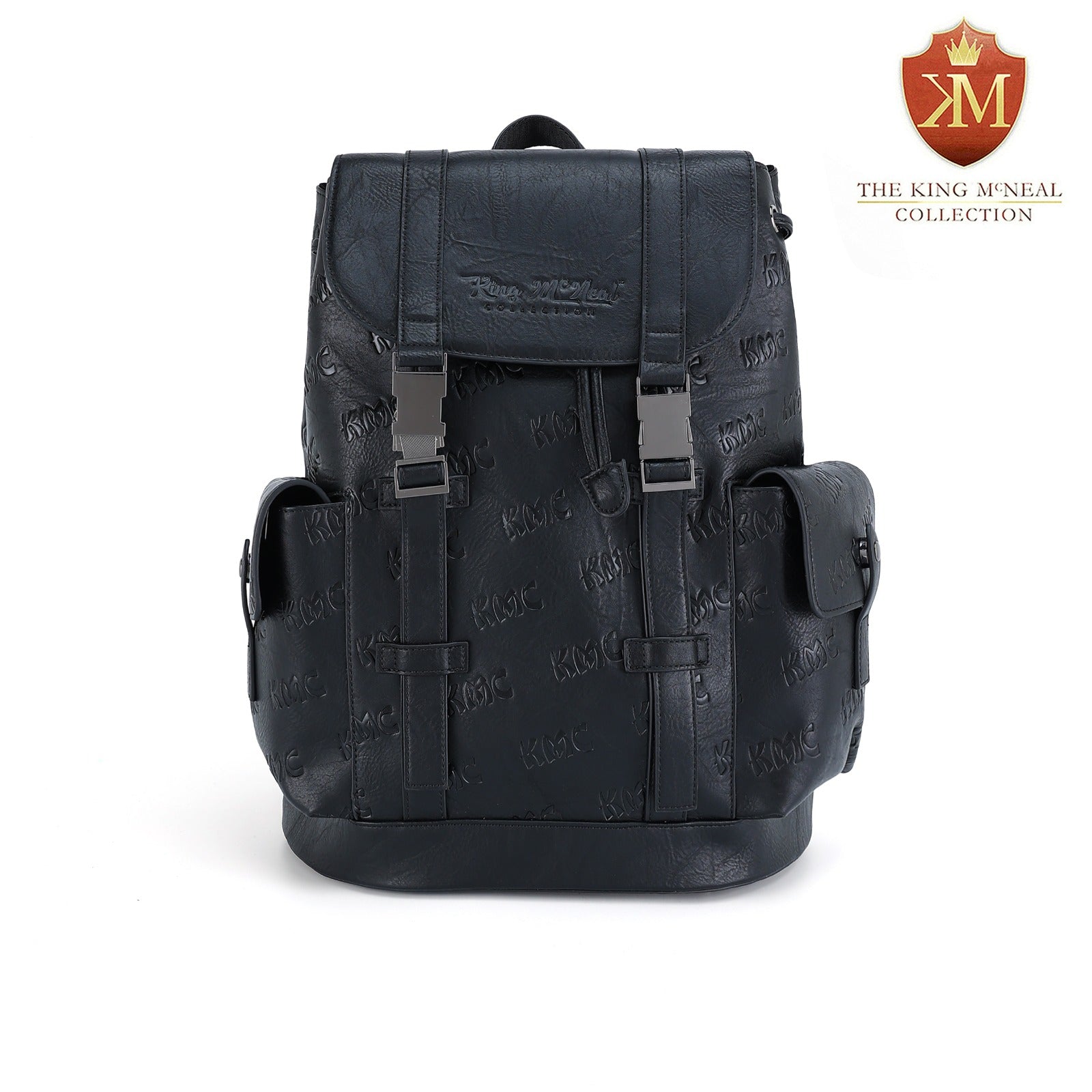 black zip clasp black leather backpack The (Leather) Sleek black leather laptop backpack purse with top zipper King McNeal Collection Premium Black
