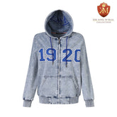 Zeta Blue Denim Full Zip Prep Unisex Hoodie