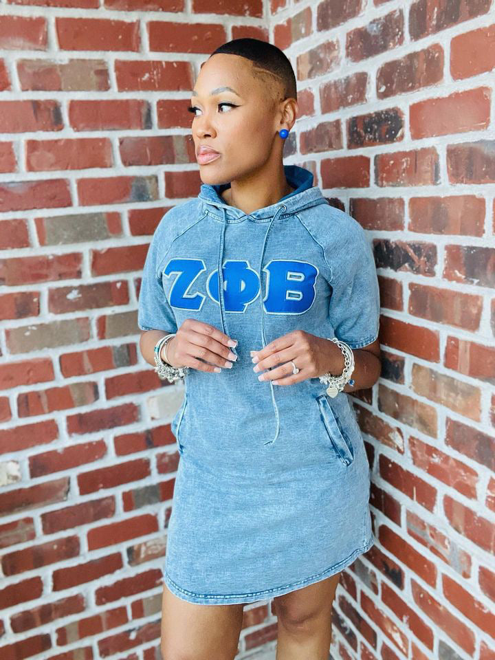 Zeta Denim Hoodie Dress With Pockets The King McNeal Collection Zeta Denim Hoodie Dress With Pockets The King McNeal Collection