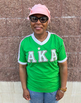 AKA Premium Chenille Ringer V-Neck Shirt