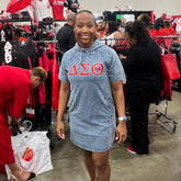 Delta Denim Hoodie Dress With Pockets