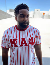 Kappa White Pinstripe Baseball Jersey