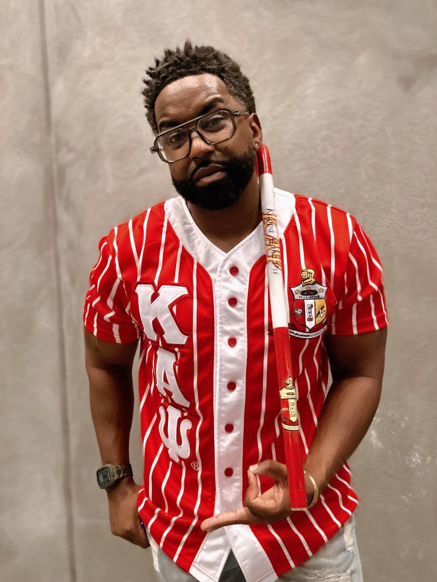 Kappa Red Pinstripe Button Up Baseball Jersey The King McNeal Collection Kappa Red Pinstripe Button Up Baseball Jersey The King McNeal Collection