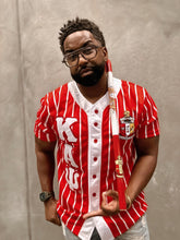 Kappa Red Pinstripe Button Up Baseball Jersey