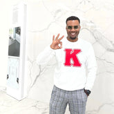 Chenille Kappa “K” White Pocket Crewneck