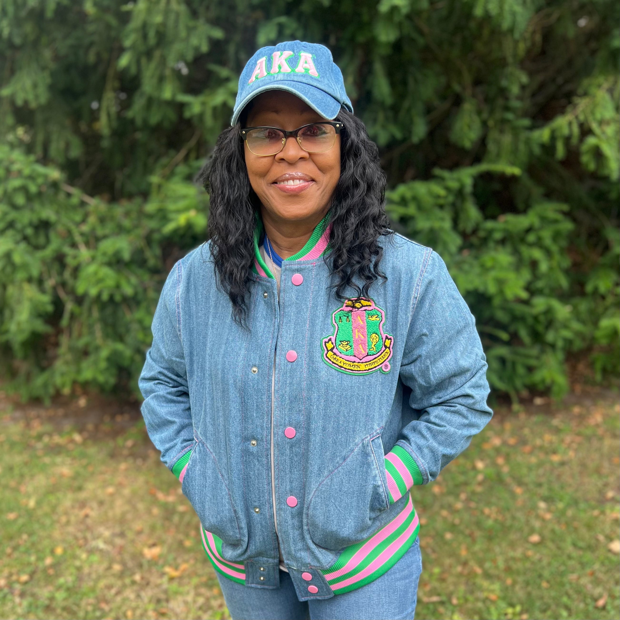 AKA Blue Denim Bomber Jacket Read Description