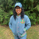 AKA Blue Denim Bomber Jacket Read Description