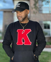 Chenille Kappa “K” Black Pocket Crewneck