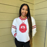 DST White Crest Striped Chenille Crewneck (Unisex Size)