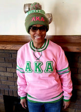 AKA Pink Stripe Chenille Crewneck (Unisex Size)