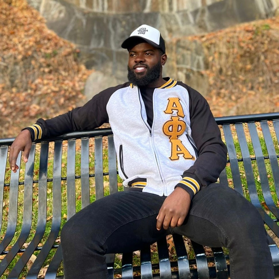 Light Grey Alpha Phi Alpha Varsity Fleece The King McNeal Collection