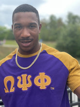 Omega Psi Phi Letter Raglan Premium Shirt