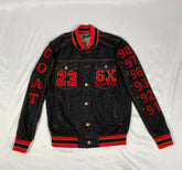 Custom Goat Black Denim Bomber Jacket