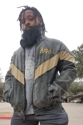 Alpha Black Washed Denim and Suede Jacket