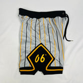 Alpha Grey Pinstripe Heavy Mesh Basketball Shorts
