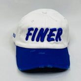 “FINER” Zeta Phi Beta white & Blue Distressed Hat