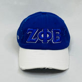 “ΖΦΒ” Zeta Phi Beta Blue & White Distressed Hat