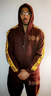 Iota Brown Tapered Sweatsuit Jacket