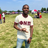 Phi Nu Pi Premium Kream Chenille Letter Ringer T-Shirt