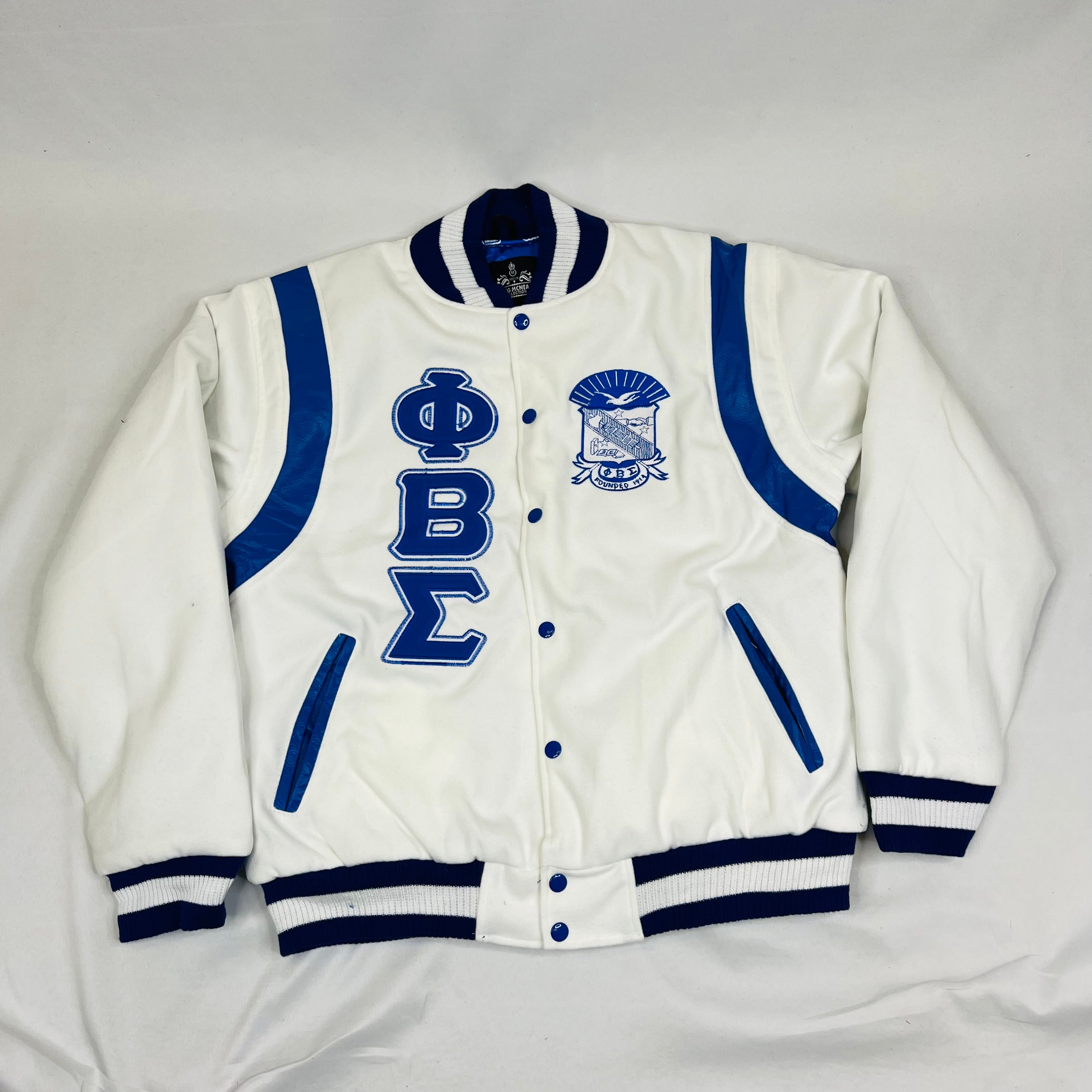 Sigma White Wool And Leather Letterman Jacket