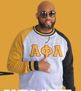 Alpha Grey Opposite Sleeve Chenille Crewneck